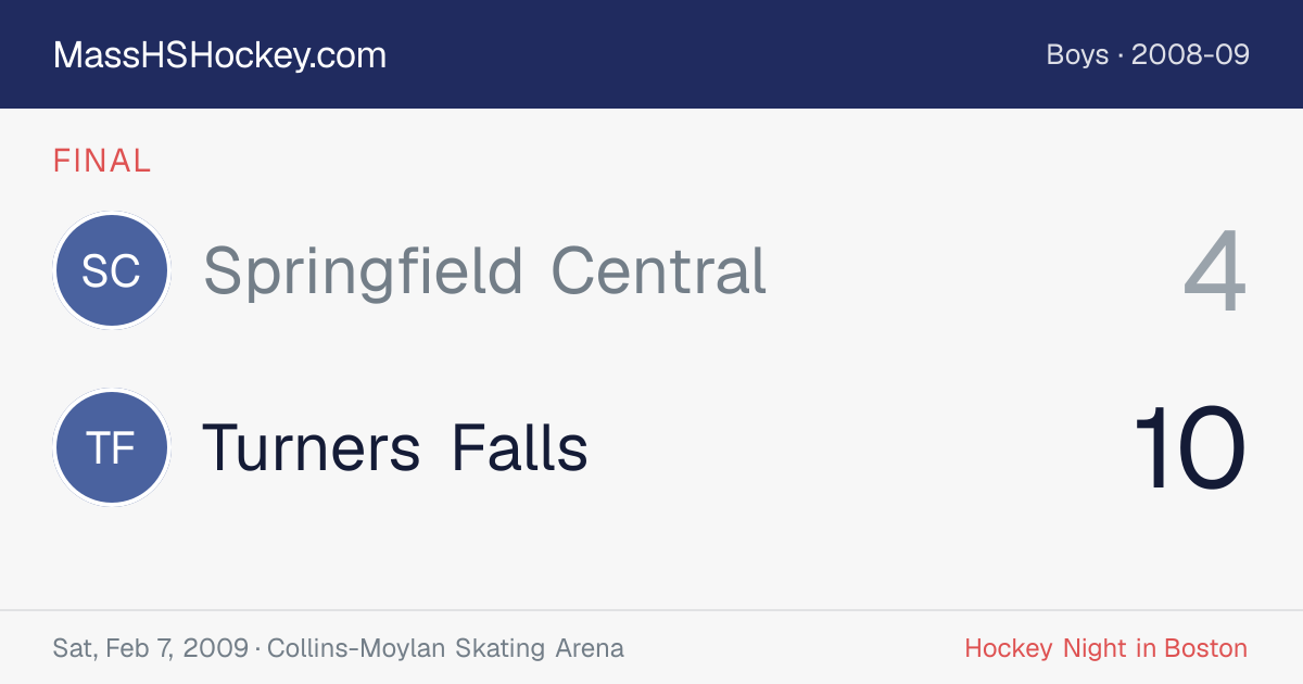 Springfield Central at Turners Falls score card