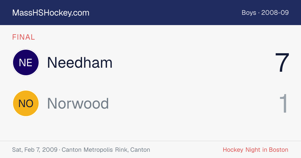 Needham at Norwood score card
