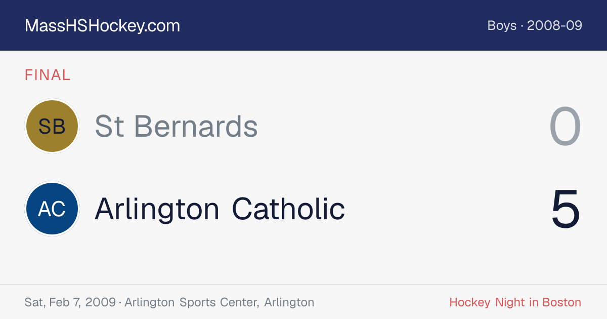 St Bernards at Arlington Catholic score card