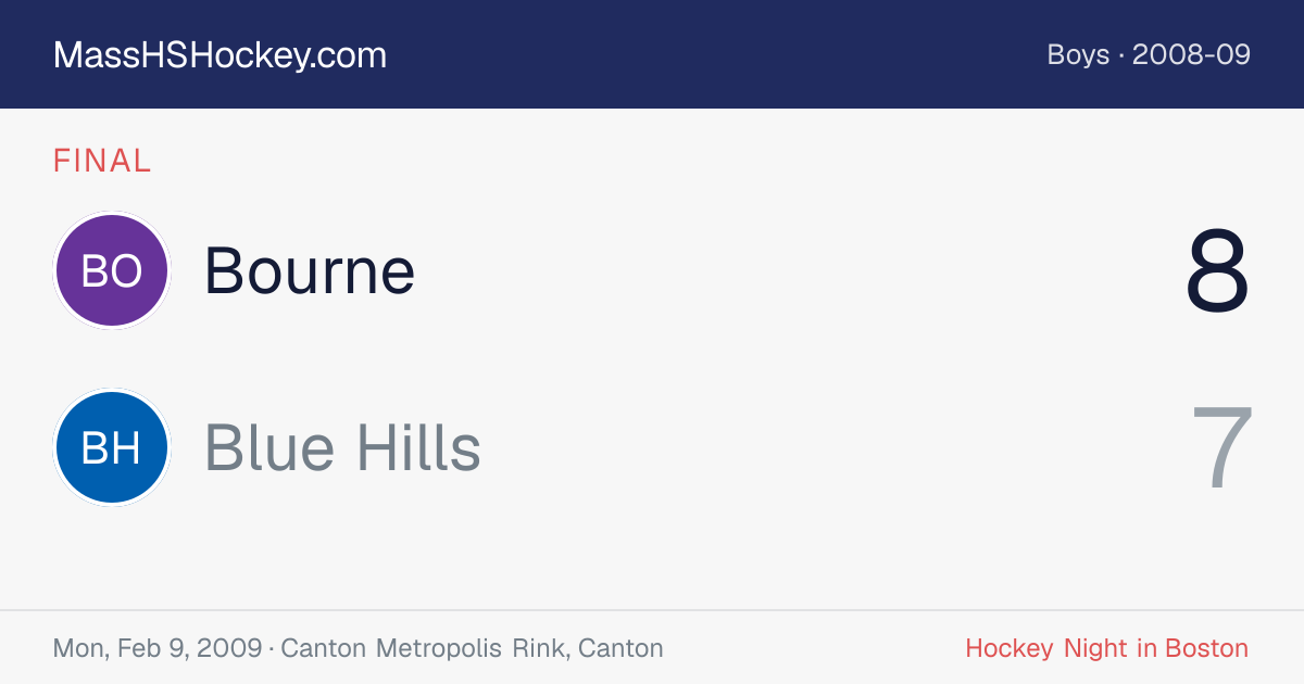 Bourne at Blue Hills score card