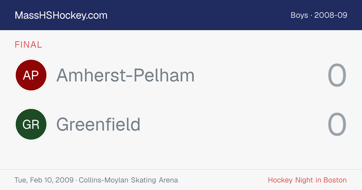 Amherst-Pelham at Greenfield score card