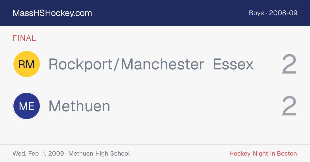 Rockport/Manchester Essex at Methuen score card