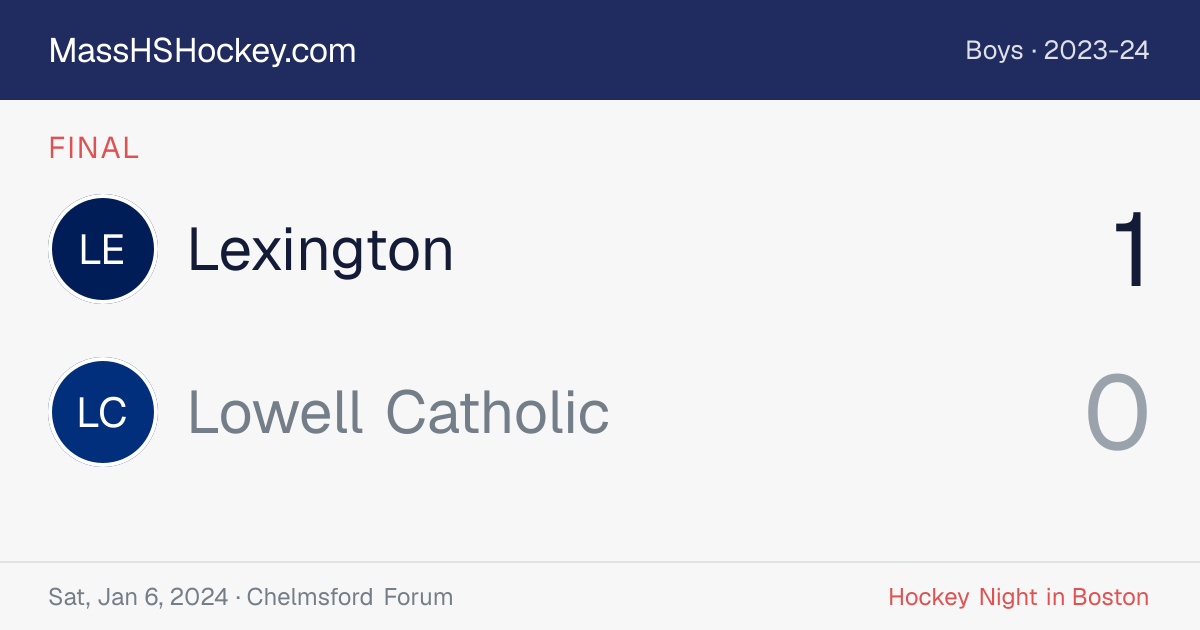 Lexington at Lowell Catholic score card