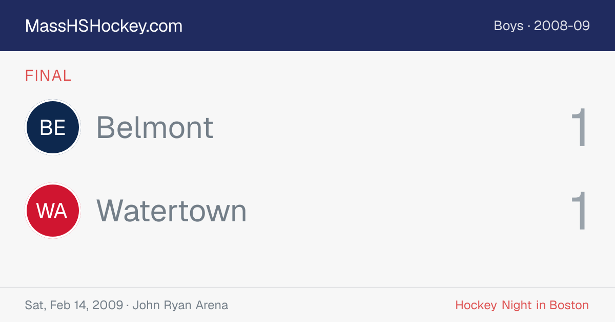 Belmont at Watertown score card