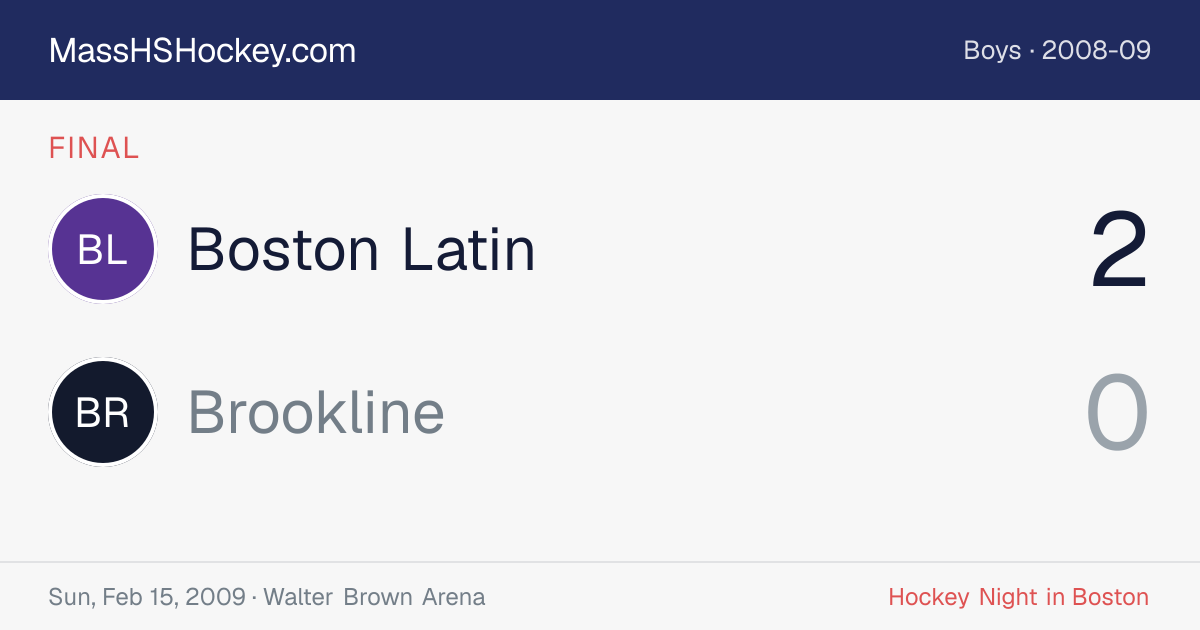 Boston Latin at Brookline score card