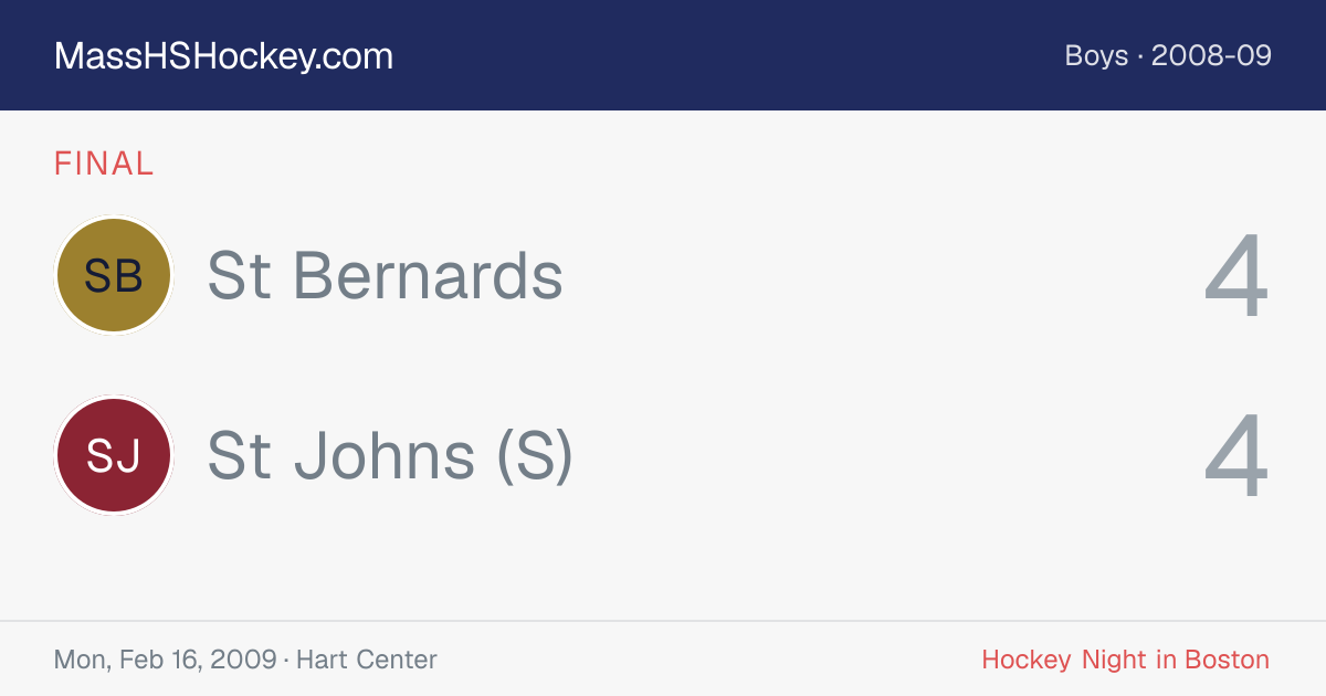St Bernards at St Johns (S) score card