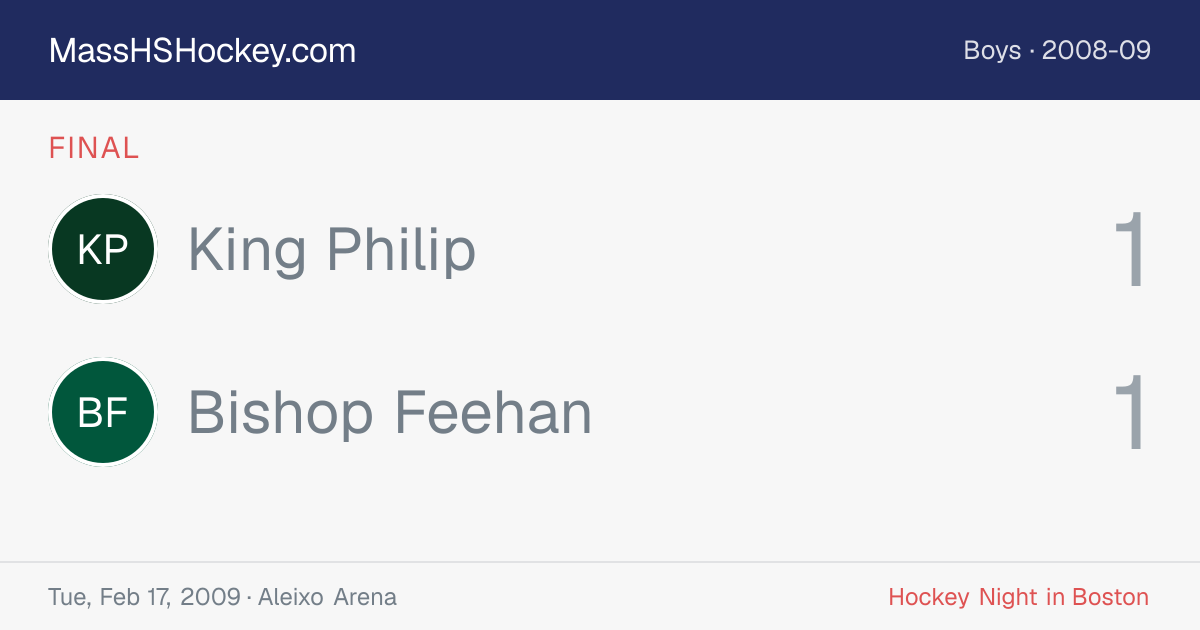 King Philip at Bishop Feehan score card