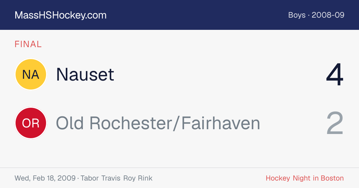 Nauset at Old Rochester/Fairhaven score card