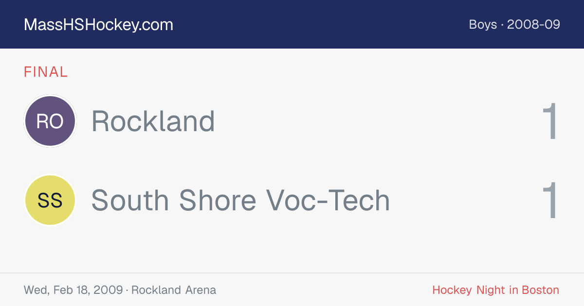 Rockland at South Shore Voc-Tech score card