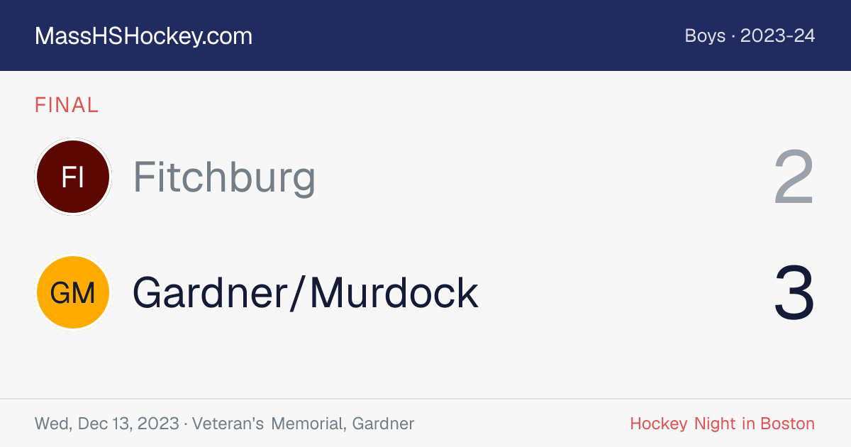 Fitchburg at Gardner/Murdock score card