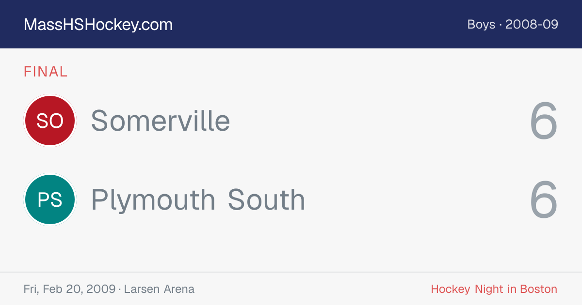 Somerville at Plymouth South score card