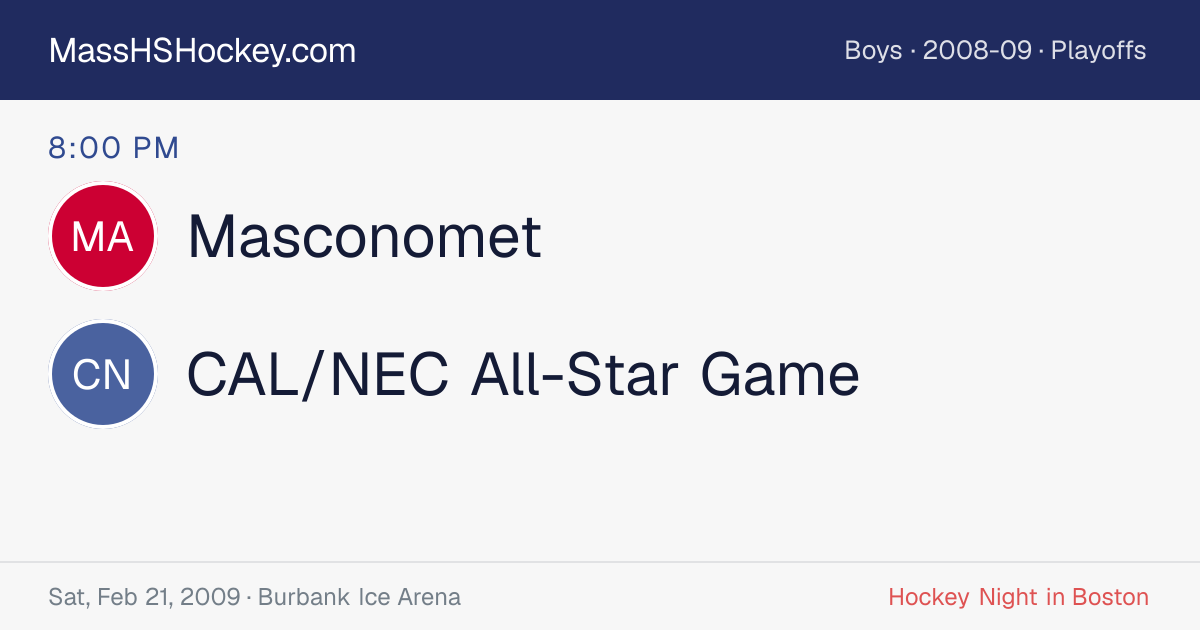 Masconomet at CAL/NEC All-Star Game score card