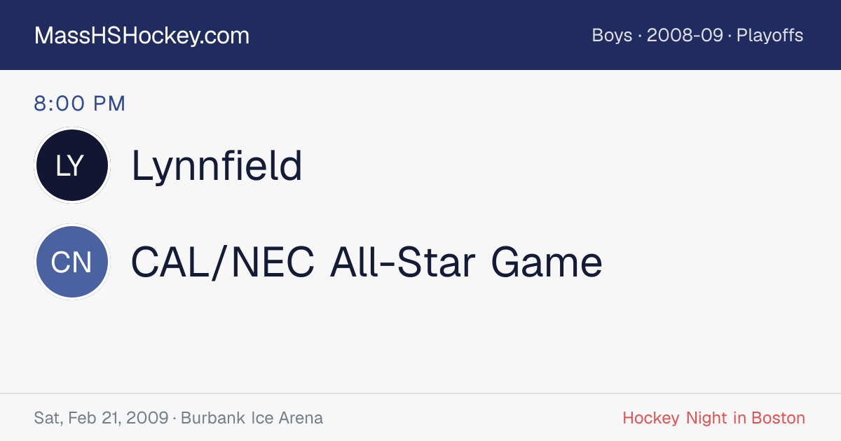 Lynnfield at CAL/NEC All-Star Game score card
