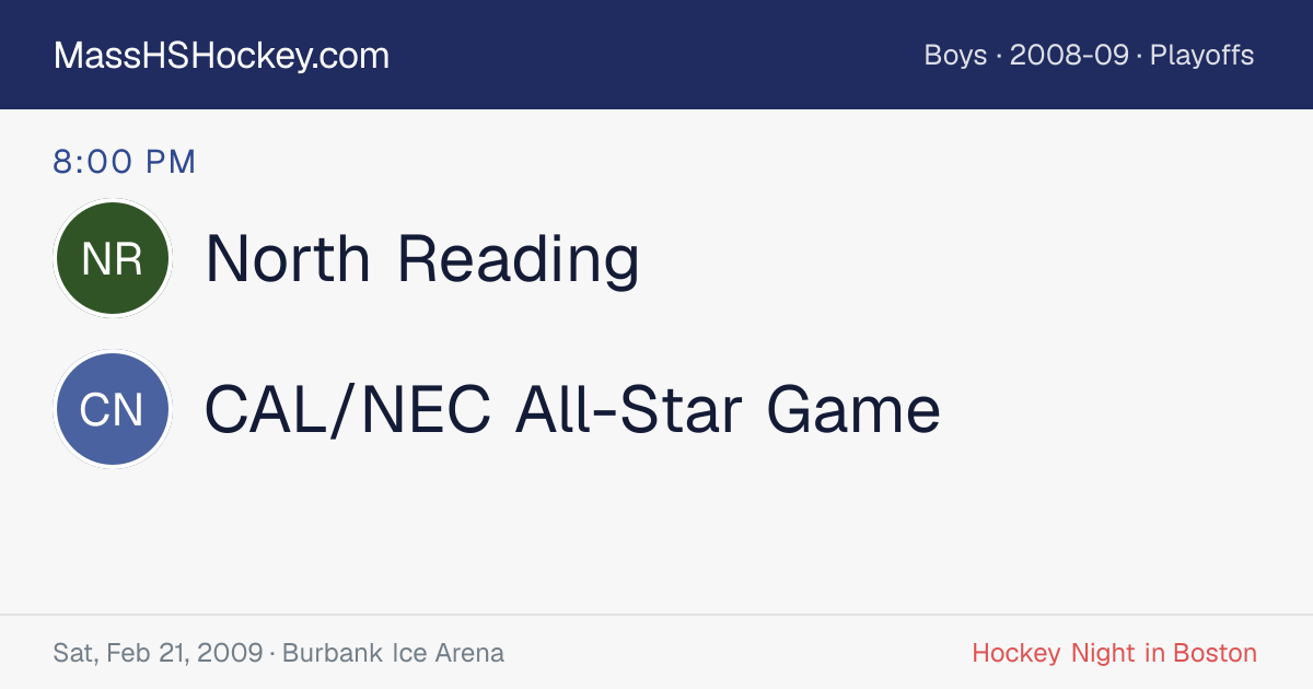 North Reading at CAL/NEC All-Star Game score card