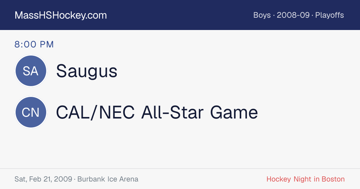 Saugus at CAL/NEC All-Star Game score card
