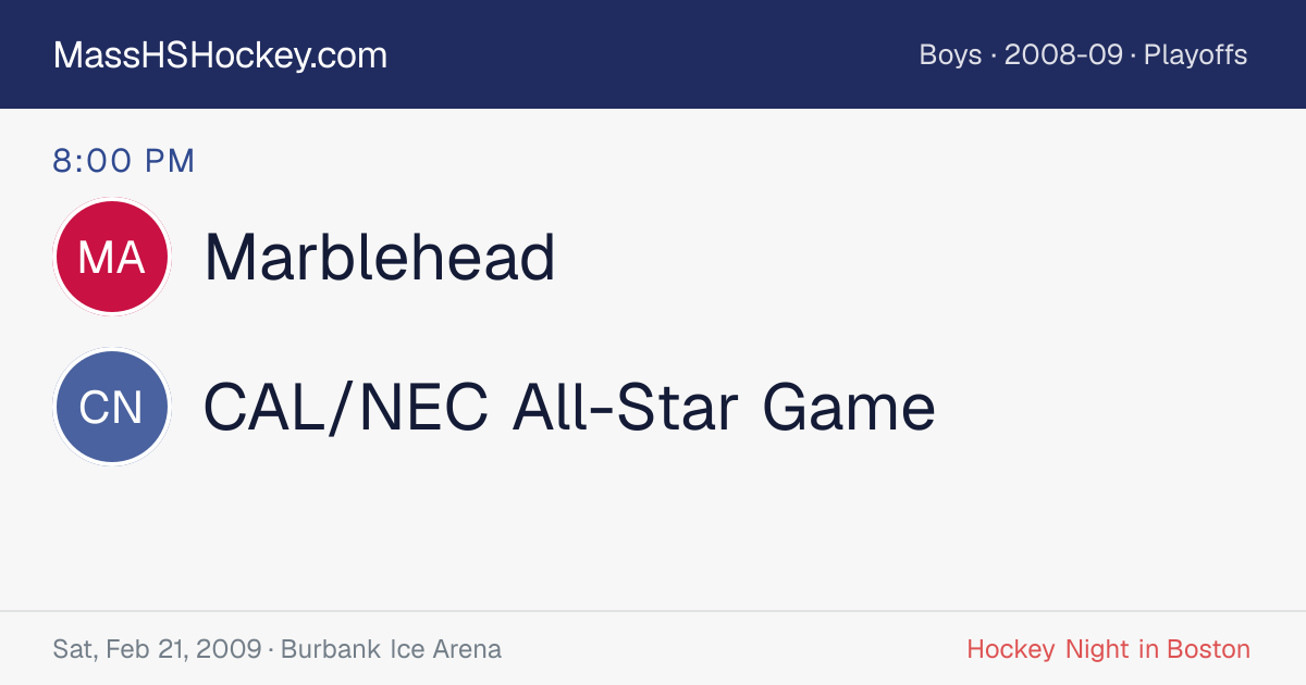 Marblehead at CAL/NEC All-Star Game score card