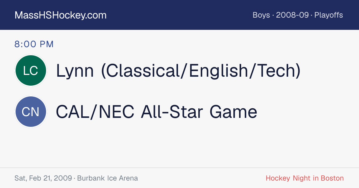 Lynn (Classical/English/Tech) at CAL/NEC All-Star Game score card