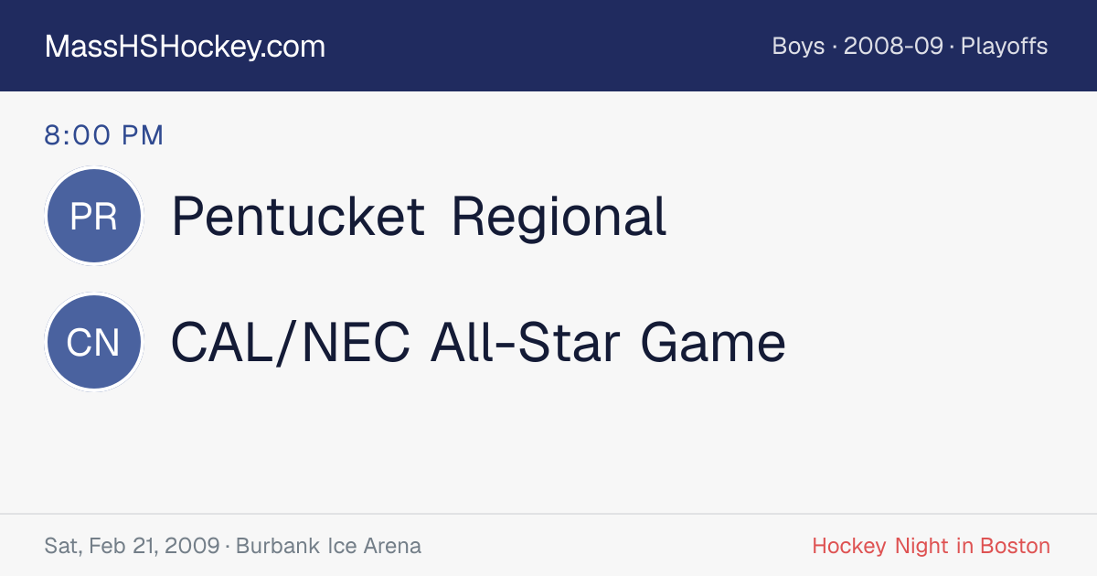 Pentucket Regional at CAL/NEC All-Star Game score card