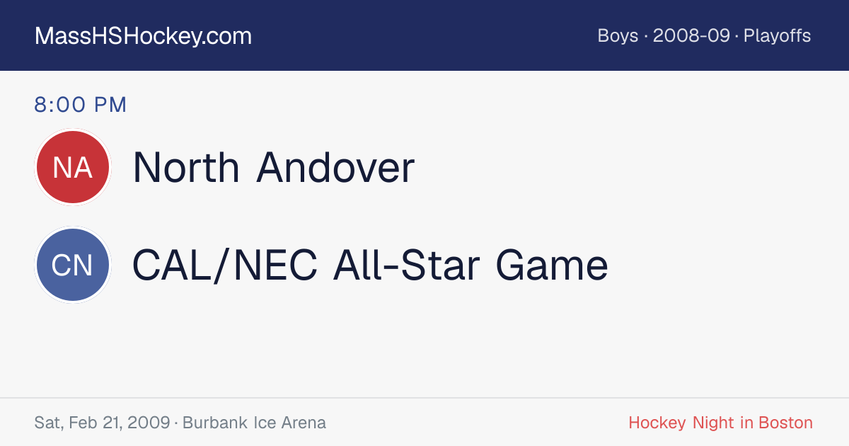 North Andover at CAL/NEC All-Star Game score card