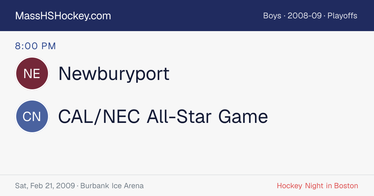 Newburyport at CAL/NEC All-Star Game score card
