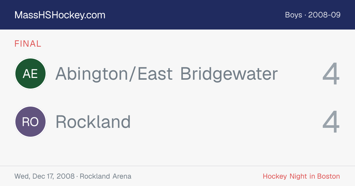 Abington/East Bridgewater at Rockland score card