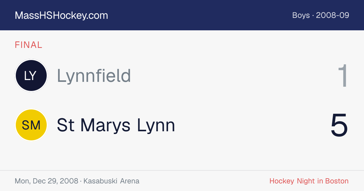 Lynnfield at St Marys Lynn score card