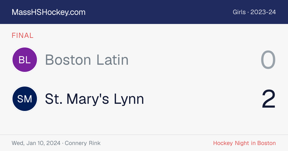 Boston Latin at St. Mary's Lynn score card