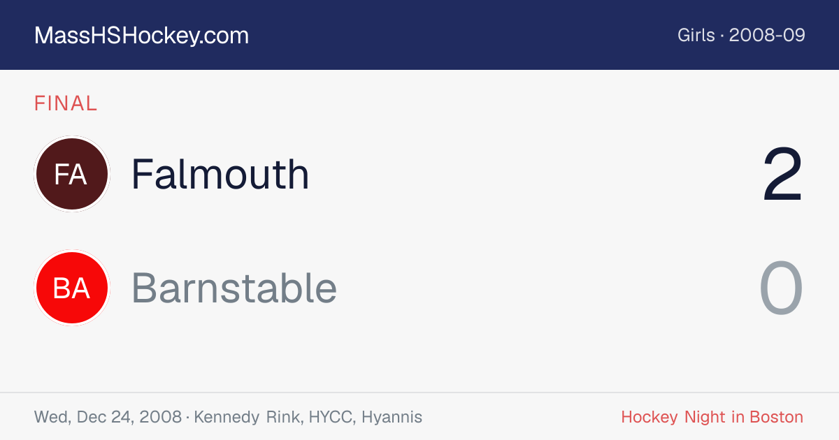 Falmouth at Barnstable score card