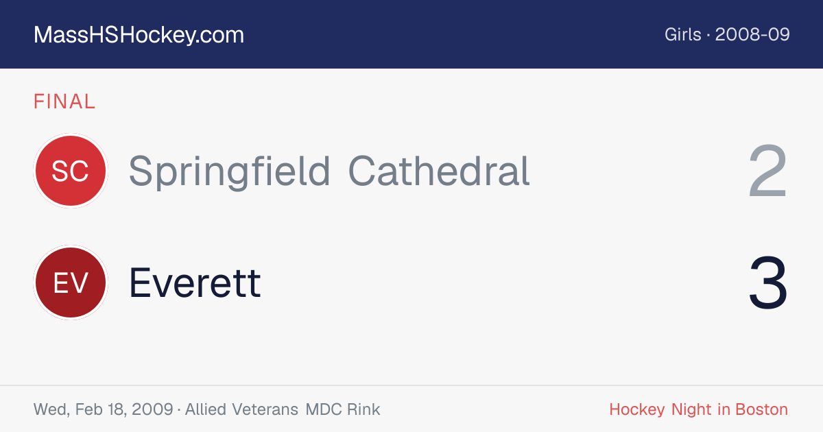 Springfield Cathedral at Everett score card