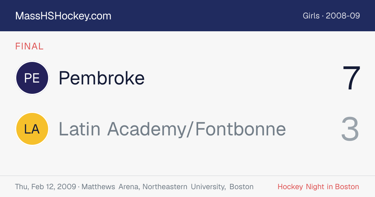 Pembroke at Latin Academy/Fontbonne score card