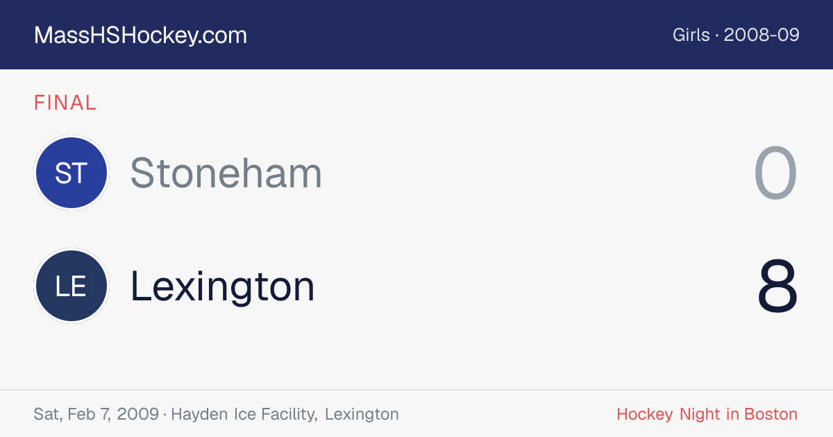 Stoneham at Lexington score card
