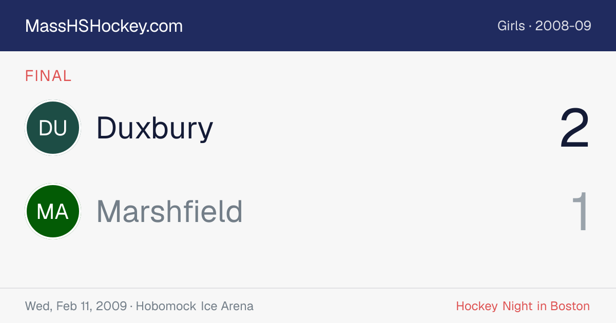 Duxbury at Marshfield score card