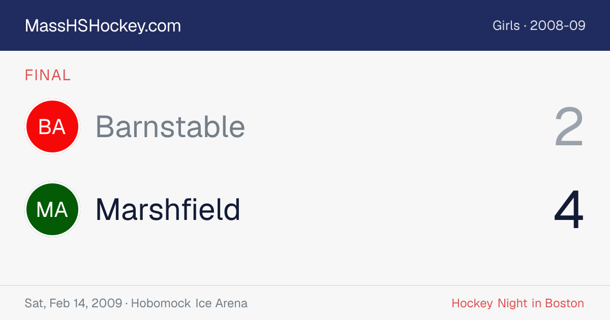 Barnstable at Marshfield score card