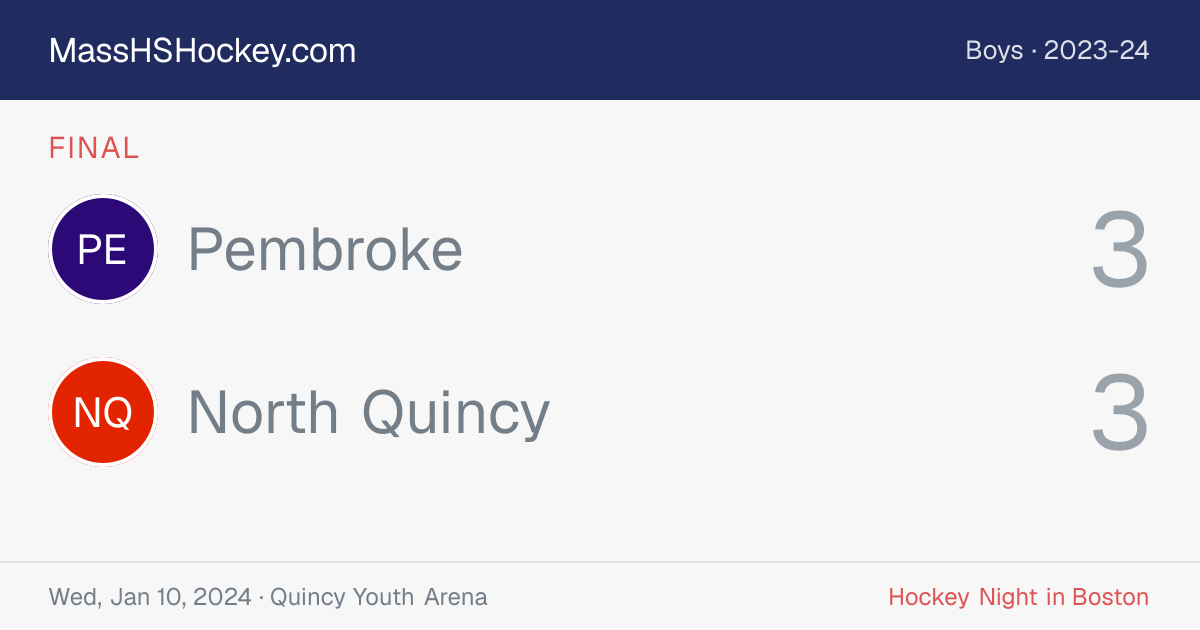 Pembroke at North Quincy score card