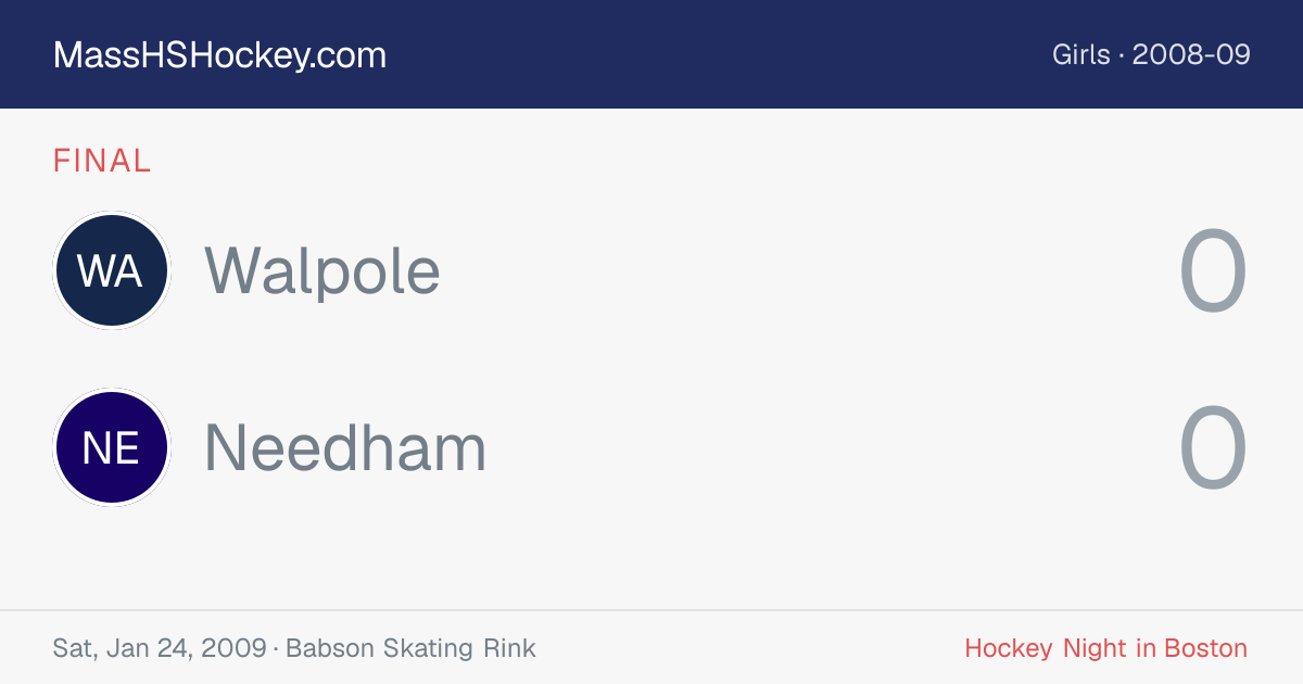 Walpole at Needham score card