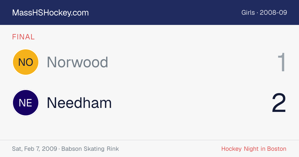 Norwood at Needham score card