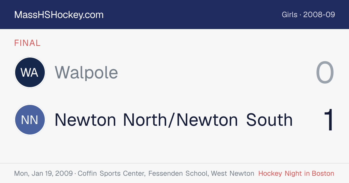 Walpole at Newton North/Newton South score card