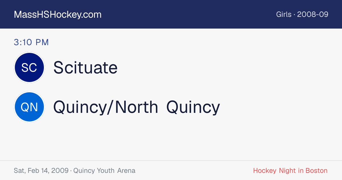 Scituate at Quincy/North Quincy score card