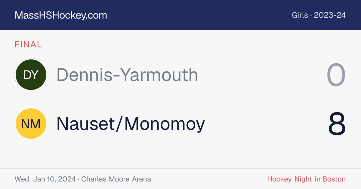 Dennis-Yarmouth at Nauset/Monomoy score card