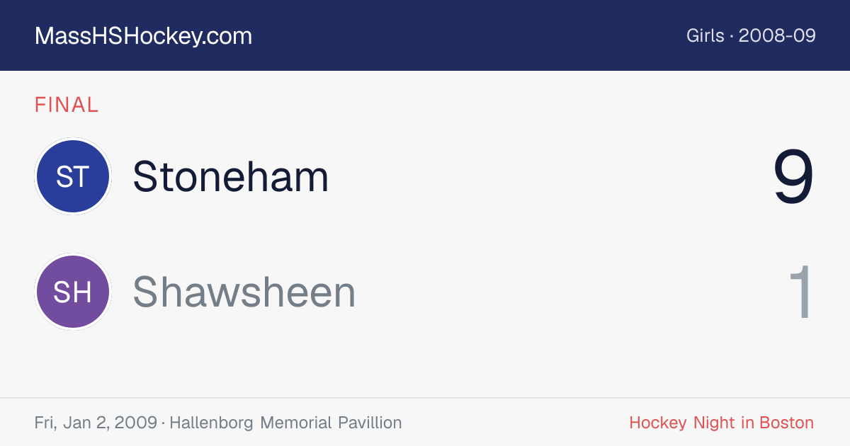 Stoneham at Shawsheen score card