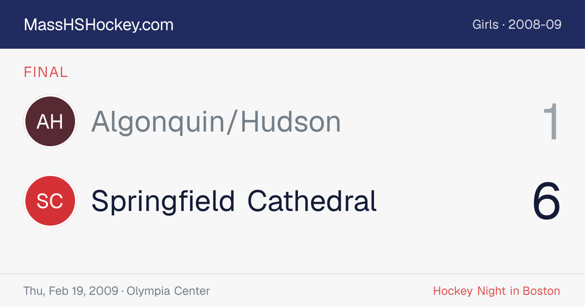 Algonquin/Hudson at Springfield Cathedral score card