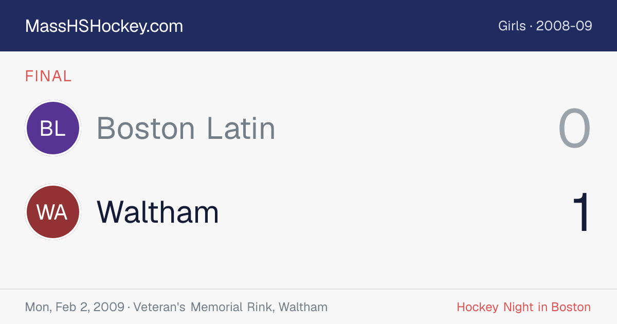 Boston Latin at Waltham score card