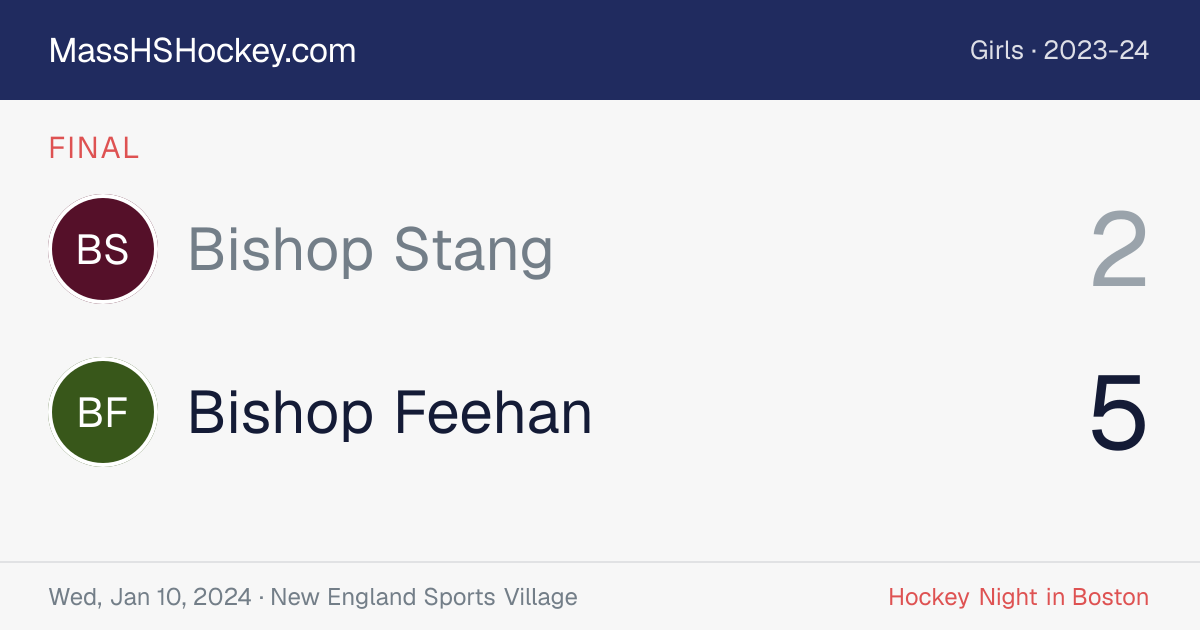 Bishop Stang at Bishop Feehan score card