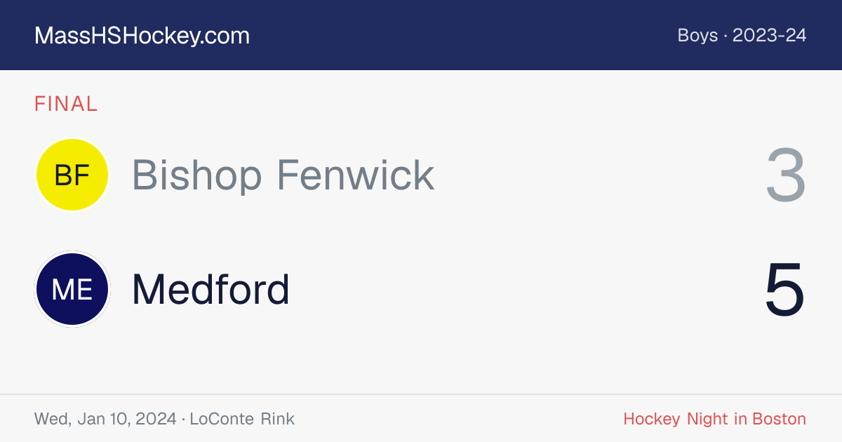 Bishop Fenwick at Medford score card