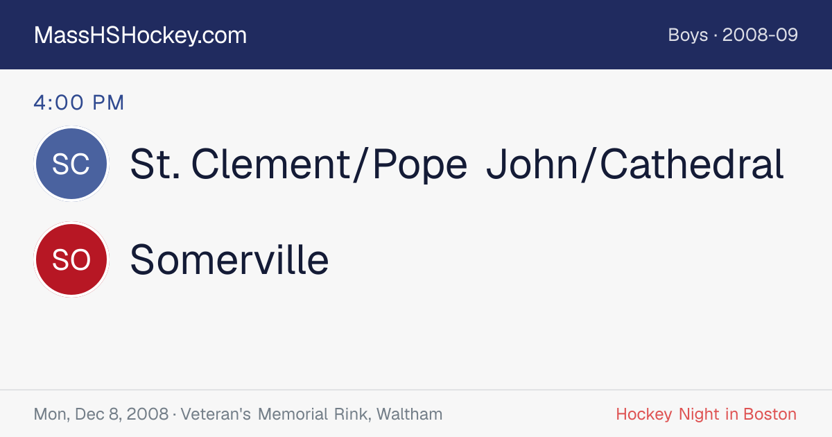 St. Clement/Pope John/Cathedral at Somerville score card
