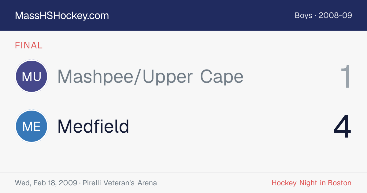 Mashpee/Upper Cape at Medfield score card