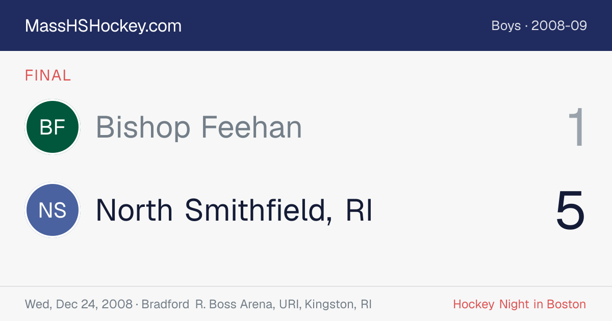 Bishop Feehan at North Smithfield, RI score card