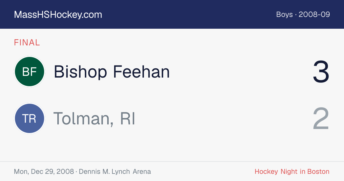 Bishop Feehan at Tolman, RI score card