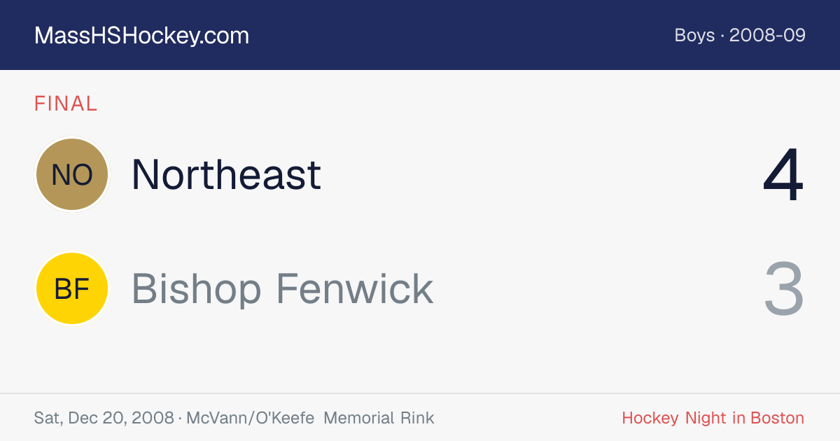 Northeast at Bishop Fenwick score card