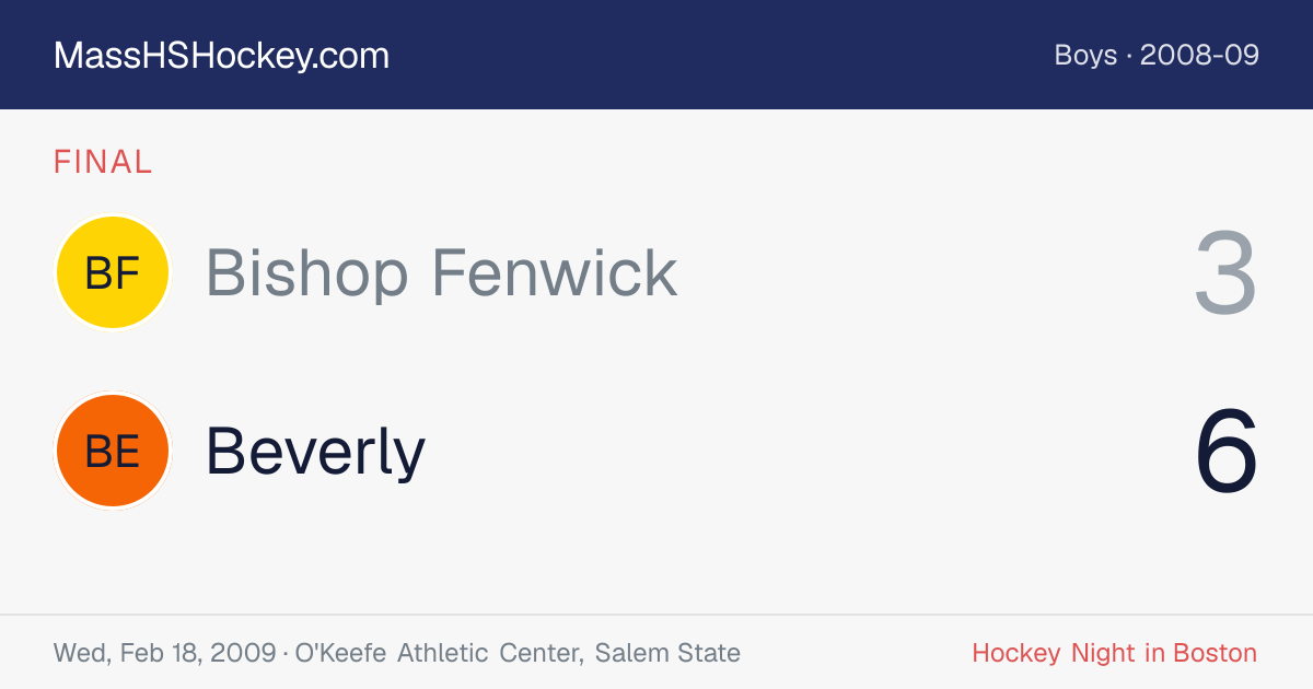 Bishop Fenwick at Beverly score card